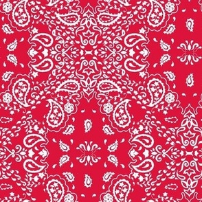 Crimson red bandana style paisley