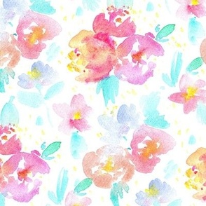 Princess dreams - watercolor pastel flowers - painted lovely florals for nursery baby girl b077-1
