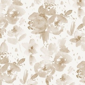 Earthy neutral Princess dreams - watercolor beige pastel flowers - painted lovely florals for nursery baby girl b077-9