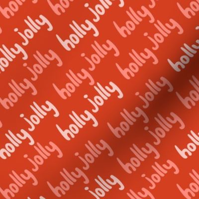 Christmas holly jolly text - pink, white and red // small scale