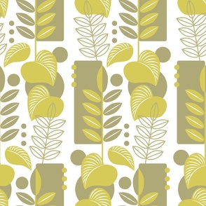 Mid Century Plants Citron on White