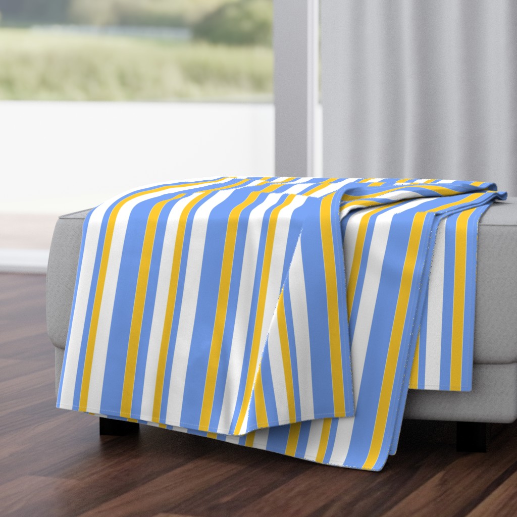 Blue, grey and yellow stripes 