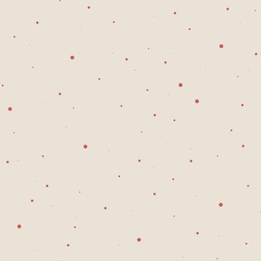 Snow Dots in Bright Coral on Beige