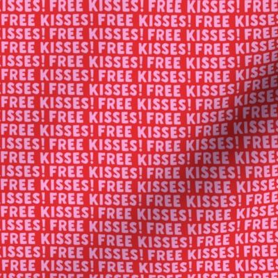 (small scale) Free Kisses! - pink on red - C22
