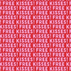 (small scale) Free Kisses! - pink on red - C22