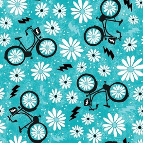 Daisies and Ebikes Large Scale Electric Bicycles Cycling with Daisy Flowers