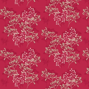 festige Chrismas pattern with stencil flowers on a red mangenta background - small scale