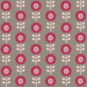 Mid Century Danish Geometric Flowers Pantone 2023 Viva Magenta