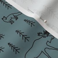 Winter Woodland Animals in Blue