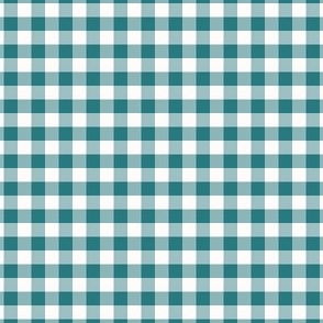 1/4 Inch Teal Buffalo Check | Quarter Inch Checkered Teal and White