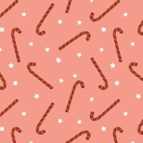 Christmas sugar canes and stars in red and cream on pink