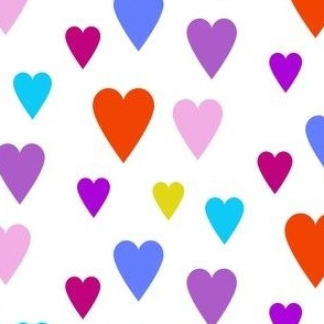 Heart pattern / scattered hearts / white background