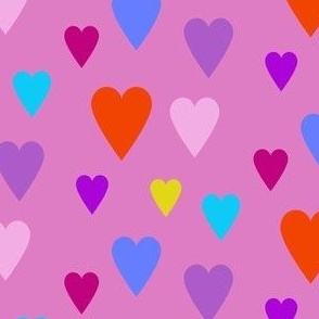 Heart Pattern / scattered hearts / pink background