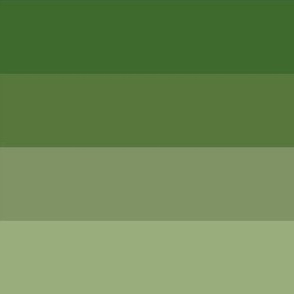 2" Wide Horizontal Stripes in Gradient Greens - Dark Olive Green, Fern Green, Moss Green, Olivine