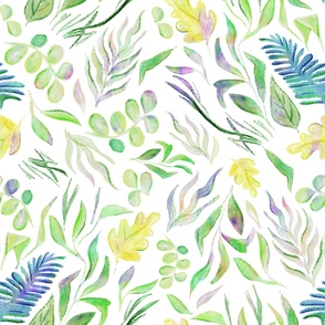 Green florals, leaves, forest, wood, branches
