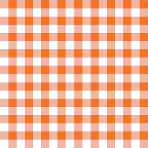 Carrot Orange and White Gingham Check