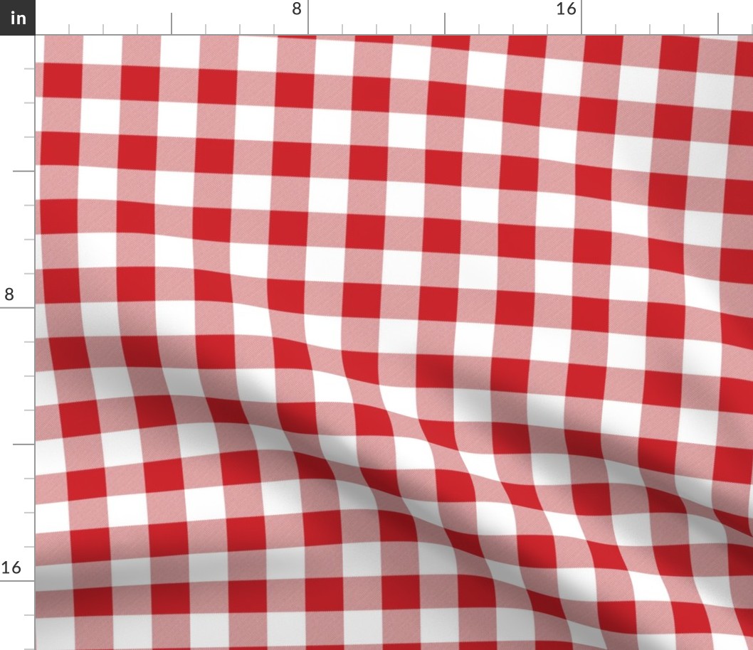 Poppy Red  and White Gingham Check