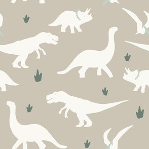 Dinosaurs x Light Gray and White
