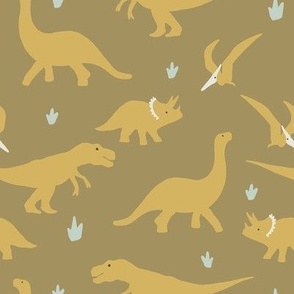 Dinosaurs x Olive Green and Yellow