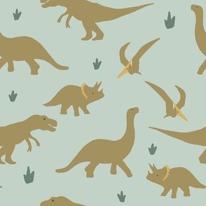 Dinosaurs x Light Blue and Olive Green