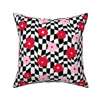 Groovy Valentine Floral Checker Bright - Large Scale