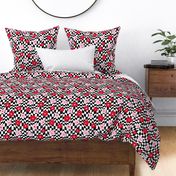 Groovy Valentine Floral Checker Bright - Large Scale