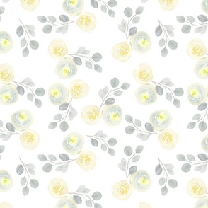 Yellow and Grey Watercolor Florals