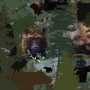 Bears, Elk and Moose in the Dark Woods
