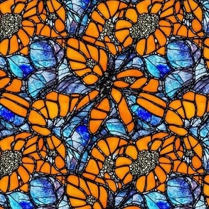 Blue and Orange stained glass design