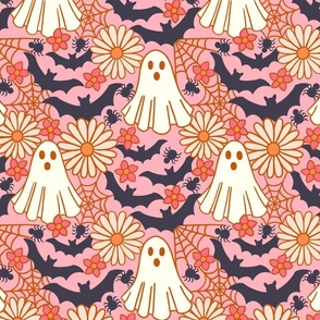  MDPrints Spooky Era Pink Floral Retro Ghost Bootle