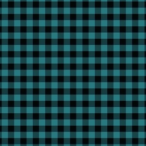 1/4 Inch Teal Buffalo Check | Small Quarter Inch Checkered Teal and Black