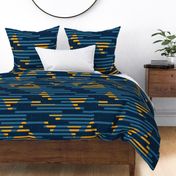 Stripes and Triangles | Navy and yellow | Jumbo scale ©designsbyroochita