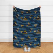 Stripes and Triangles | Navy and yellow | Jumbo scale ©designsbyroochita