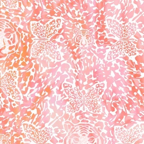 Pink and Orange - Howling Beauty - An Abstract Tiger and Butterflies Animal Print | Jumbo scale ©designsbyroochita
