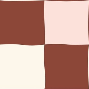 Large Chestnut Brown and Pink Classical Checkers inspired by Checkerboard Cookies