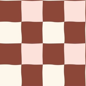 Medium Chestnut Brown and Pink Classical Checkers inspired by Checkerboard Cookies