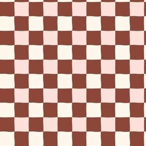 Mini Chestnut Brown and Pink Classical Checkers inspired by Checkerboard Cookies