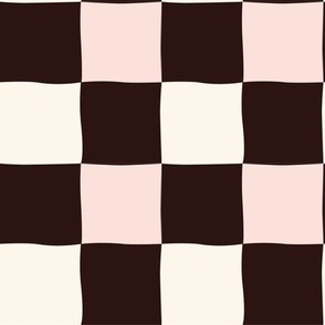 Medium Dark Brown and Pink Classical Checkers inspired by Checkerboard Cookies