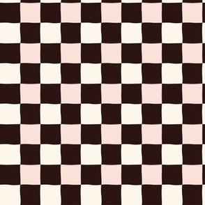 Mini Dark Brown and Pink Classical Checkers inspired by Checkerboard Cookies