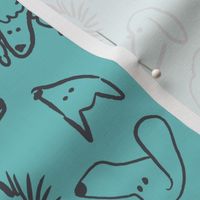 Dog Doodles medium - Woof & Wag - aqua turquoise