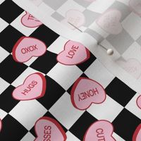 Pink Conversation Hearts Checker Background - Extra Small Scale