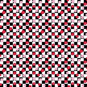 Pink and Red Valentine Floral Checker Background - Extra Small Scale