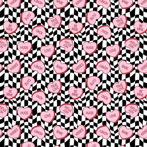 Groovy Conversation Hearts Retro Checker Background - medium Scale