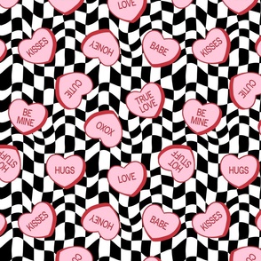 Groovy Conversation Hearts Retro Checker Background - large Scale