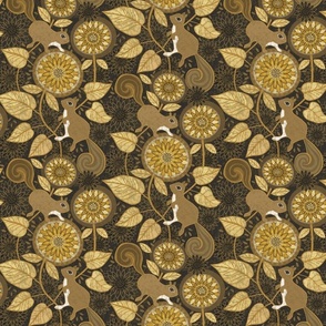 Squirrels and Sunflowers - Walnut brown