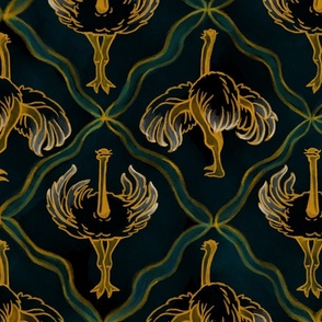 Ostrich Dance Art Deco, Black