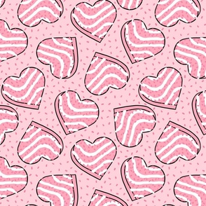 Pink Heart Valentine Cakes Pink Background - Large Scale