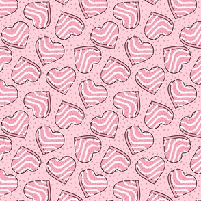 Pink Heart Valentine Cakes Pink Background - Medium Scale