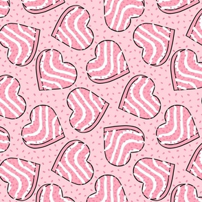 Pink Heart Valentine Cakes Pink Background Rotated - Large Scale