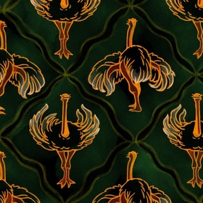 Ostrich Dance Art Deco, Scarab Green